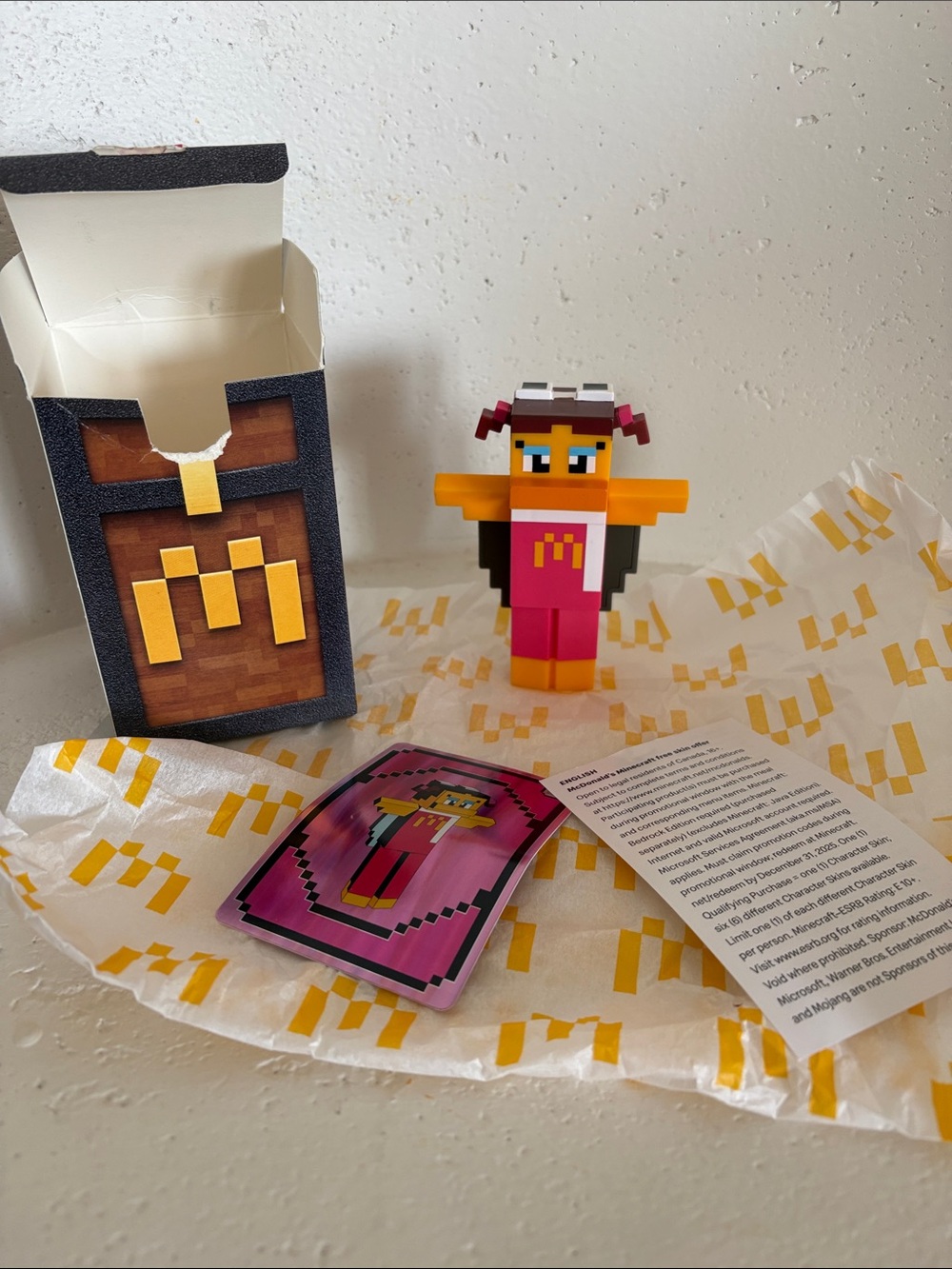 McDonalds x Minecraft Pixel Character Toy Figure - Orange & Pink Kids Toy